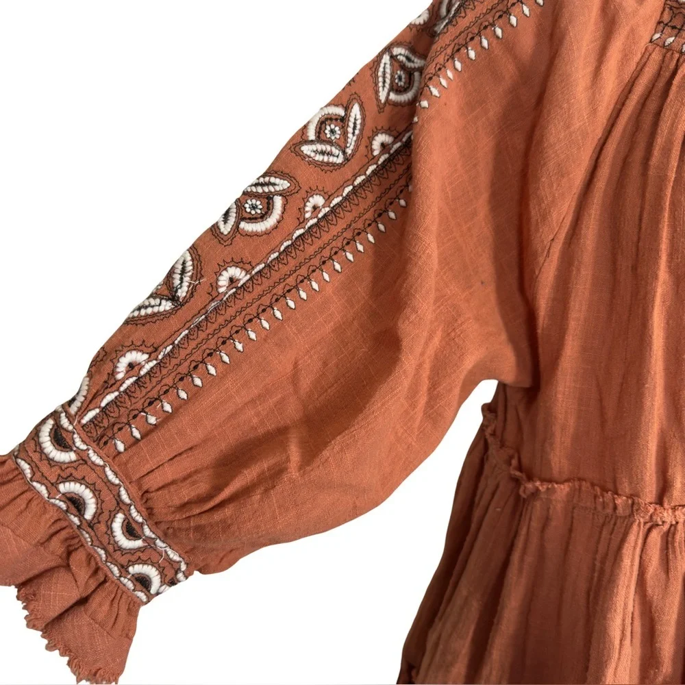 Free People Dream Weaver Tunic Top Terracotta Orange XS - Picture 5 of 11